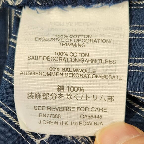 Madewell Navy Embroidered Floral Stripe Short Sleeve Boho Blouse Womens XSS - Picture 14 of 16